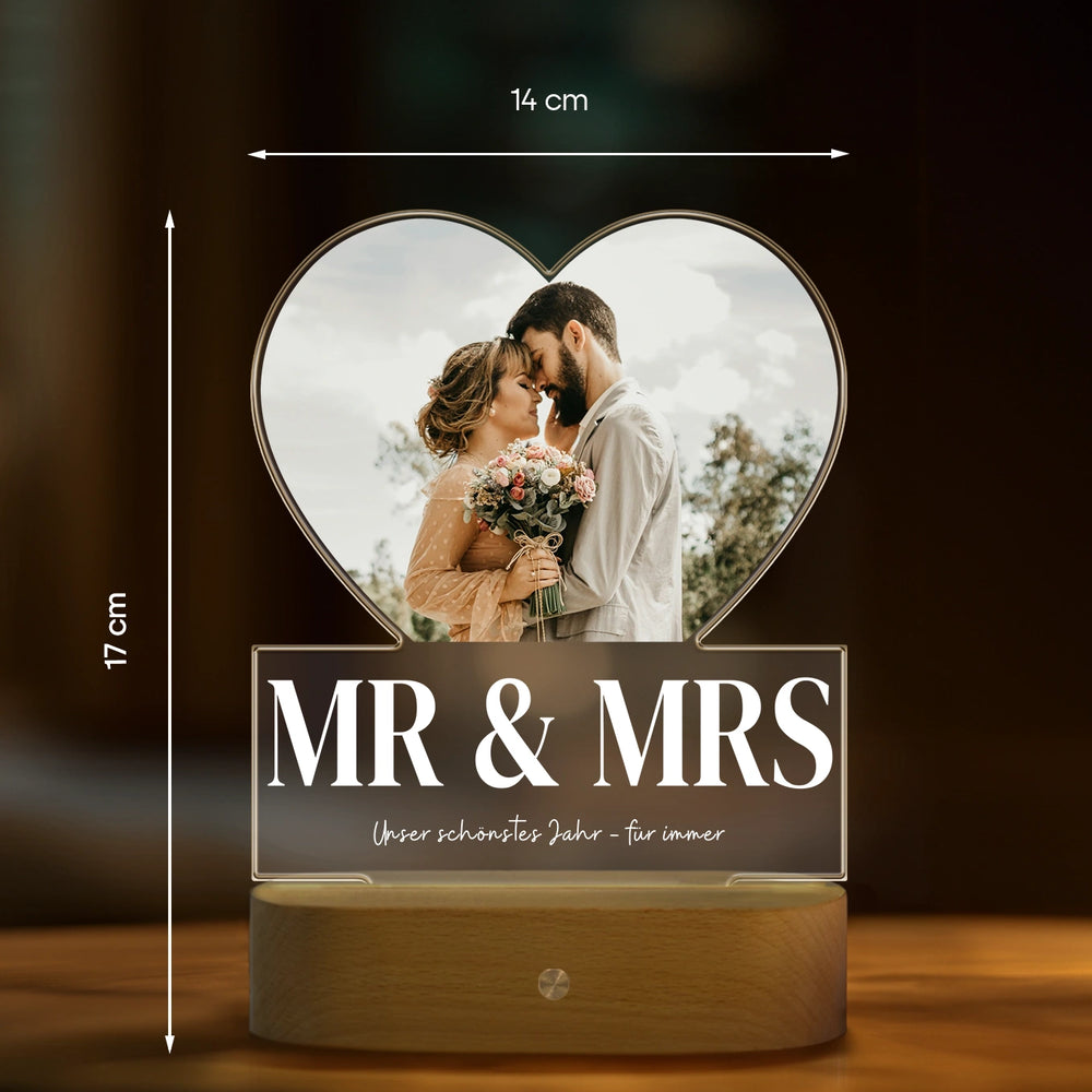 Pesonalisiertes Acryl-Licht "Mr & Mrs" | Nachtlicht, Dekolicht, Glowlight