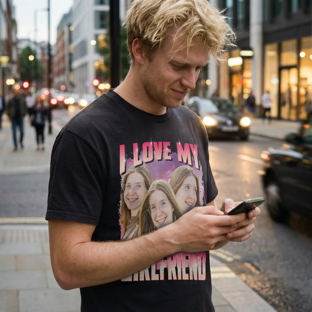 Personalized Oversized Vintage Bootleg T-Shirt – "Girlfriend" Edition