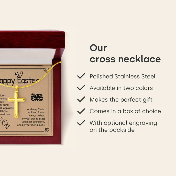 Personalized Necklace Cross "Happy Easter"