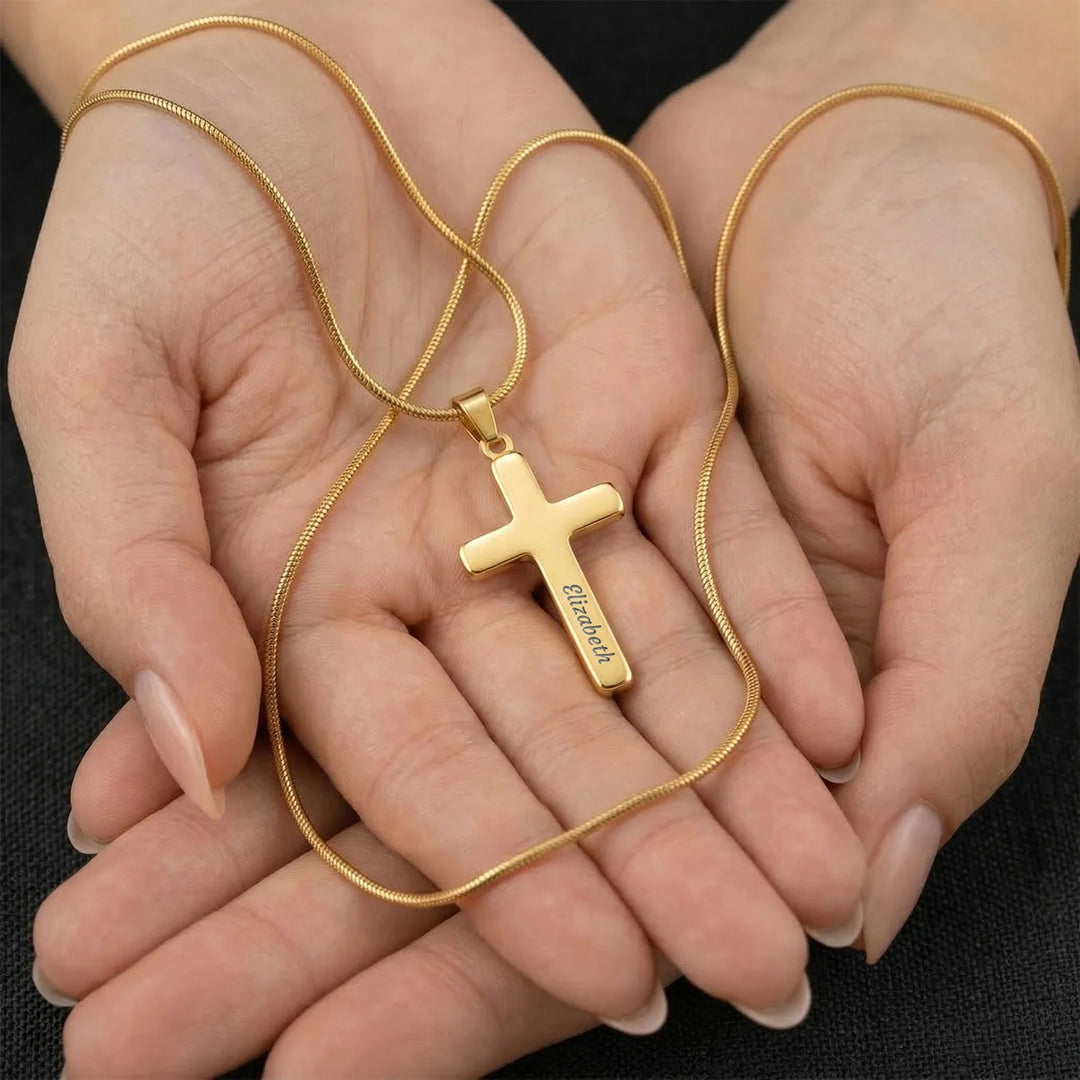 Personalized Necklace Cross "Happy Easter"