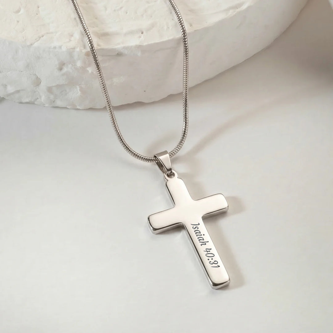 Personalized Necklace Cross "Happy Easter"