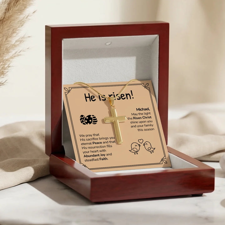 Personalized Necklace Cross "Happy Easter"