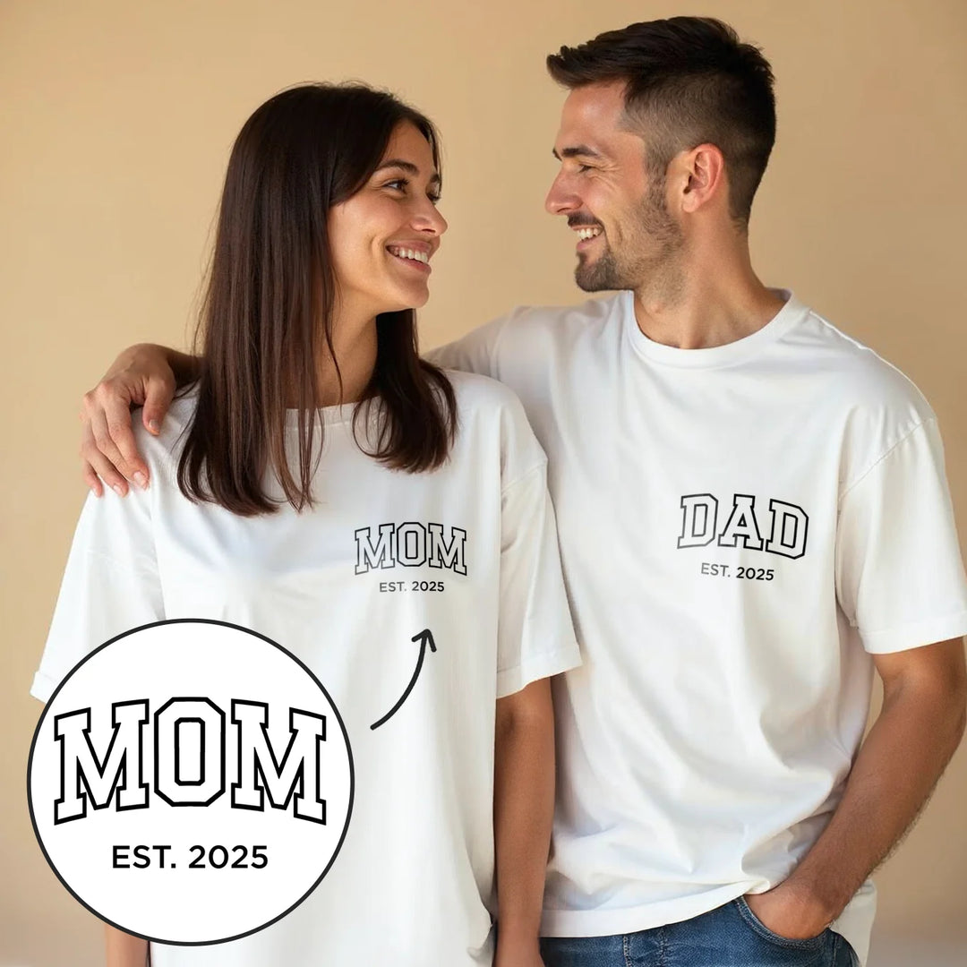 Personalisierter Partnerlook Oversized T-Shirts Mom / Dad