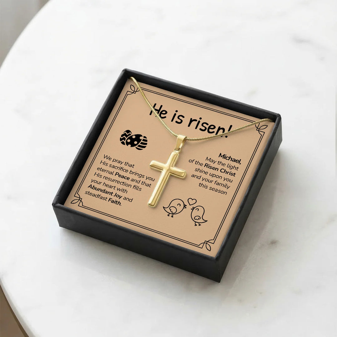 Personalized Necklace Cross "Happy Easter"