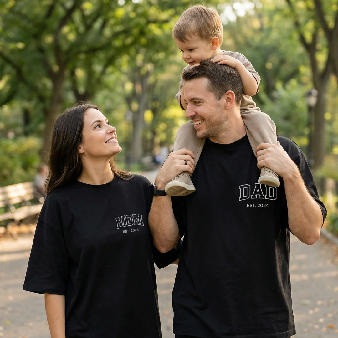 Personalized Matching Oversized T-Shirts Mom / Dad