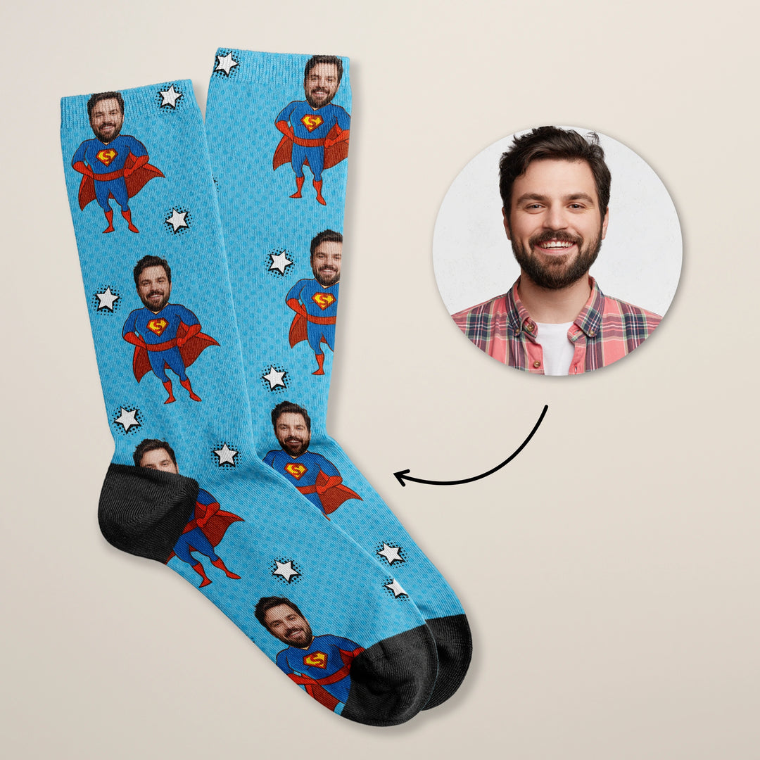 Personalisierte Socken Foto "Superheld"