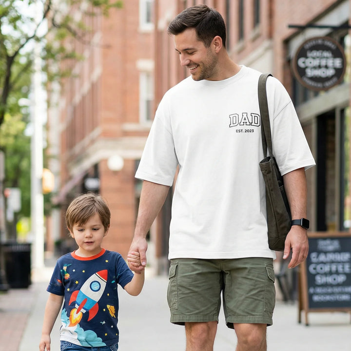Personalized Matching Oversized T-Shirts Mom / Dad