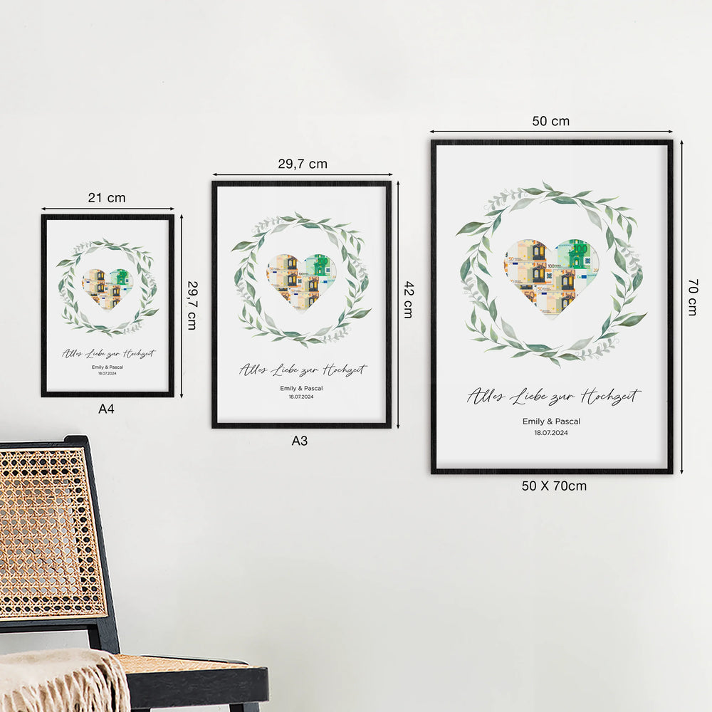 Personalisiertes Geldgeschenk zur Hochzeit "Kranz"