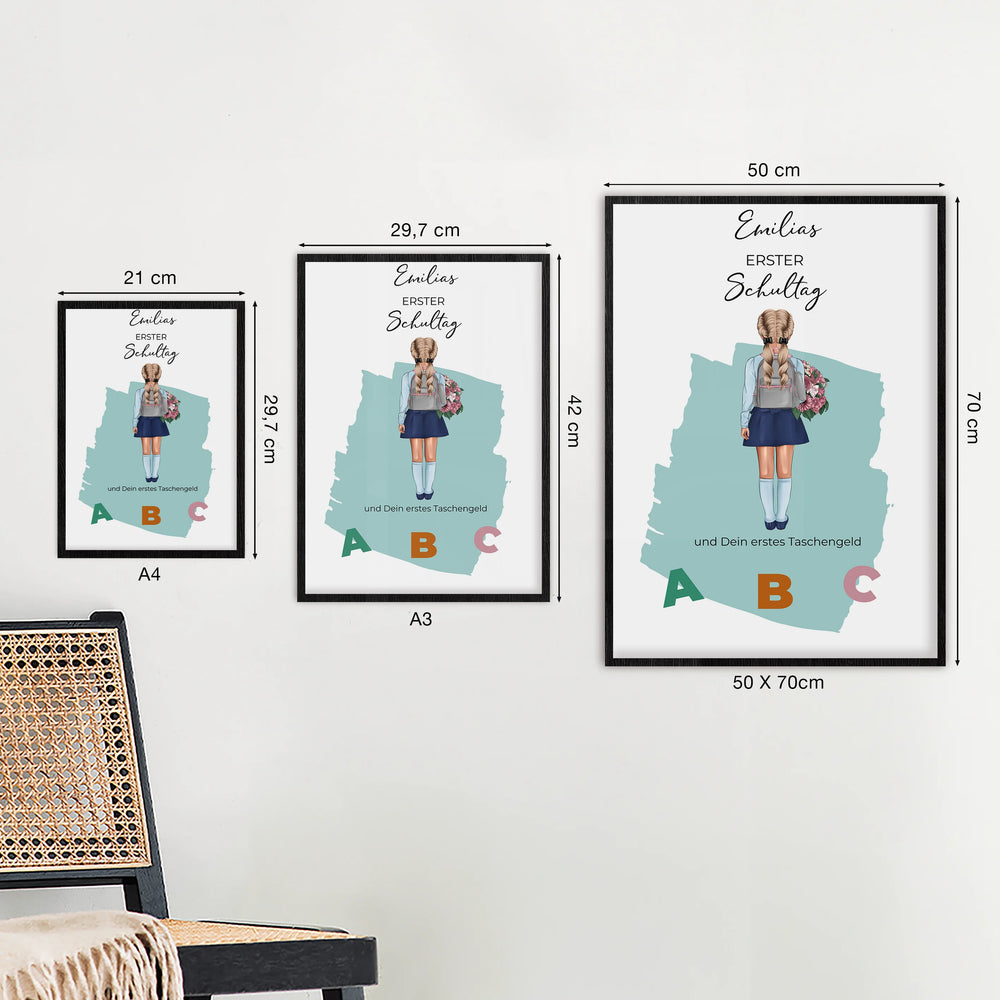 Personalisiertes Poster - "Erster Schultag" / Geschenk zur Einschulung