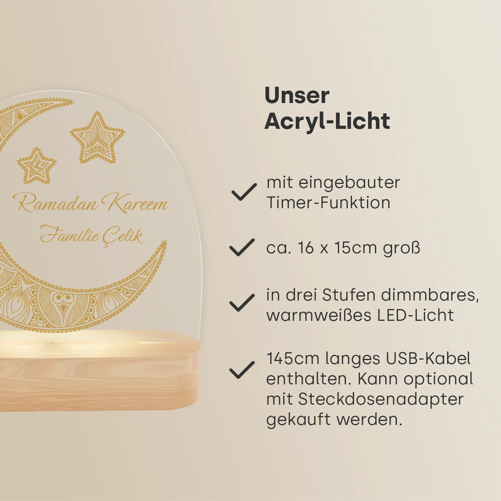 Personalisiertes Acryl-Licht Ramadan "Mond"