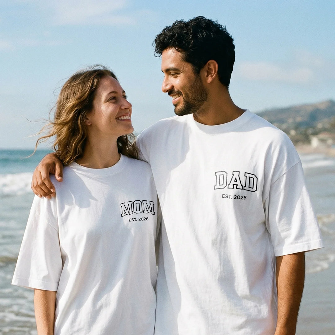 Personalized Matching Oversized T-Shirts Mom / Dad