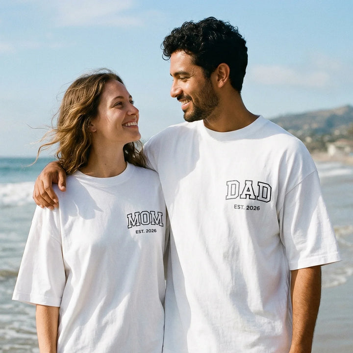 Personalized Matching Oversized T-Shirts Mom / Dad
