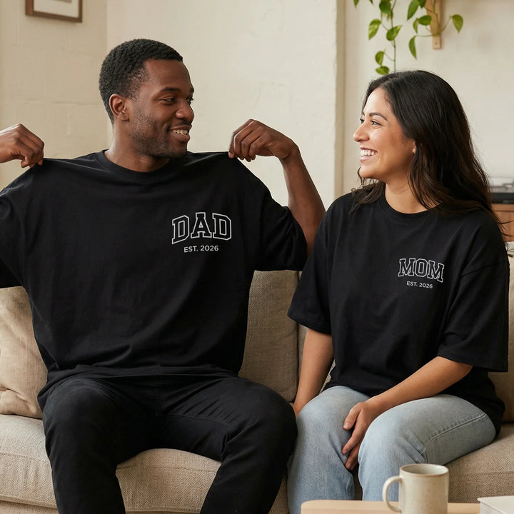 Personalized Matching Oversized T-Shirts Mom / Dad