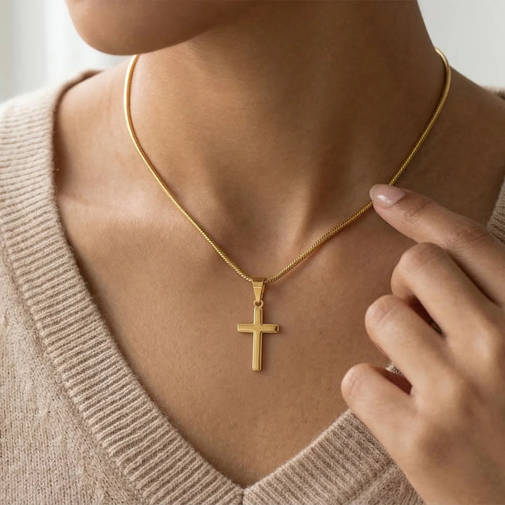 Personalized Necklace Cross "Happy Easter"