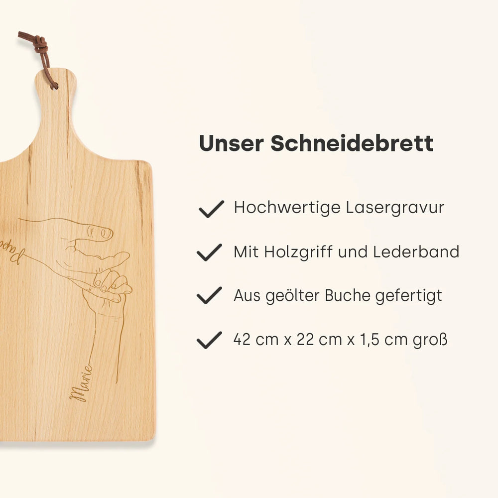 Personalisiertes Schneidebrett "Hand in Hand"