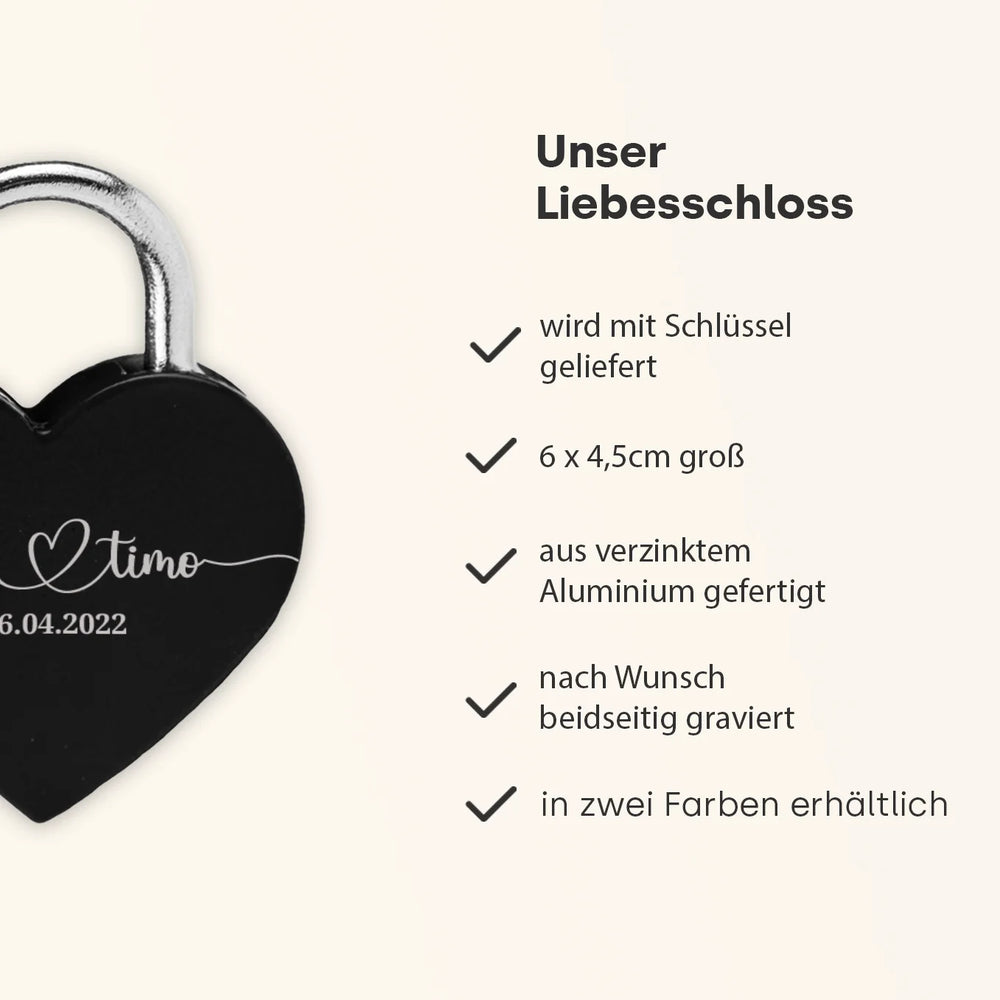 Personalisiertes Liebesschloss ''Namen & Datum''