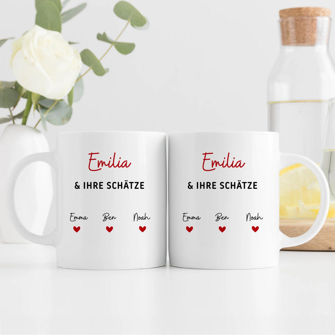 Personalisierte Tasse "Mamas Schätze"