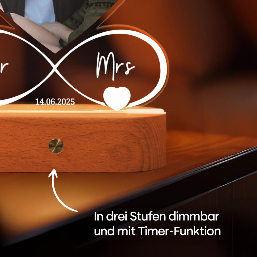 Personalisiertes Acryl-Licht Infinity "Mr & Mrs" | Nachtlicht, Dekolicht, Glowlight