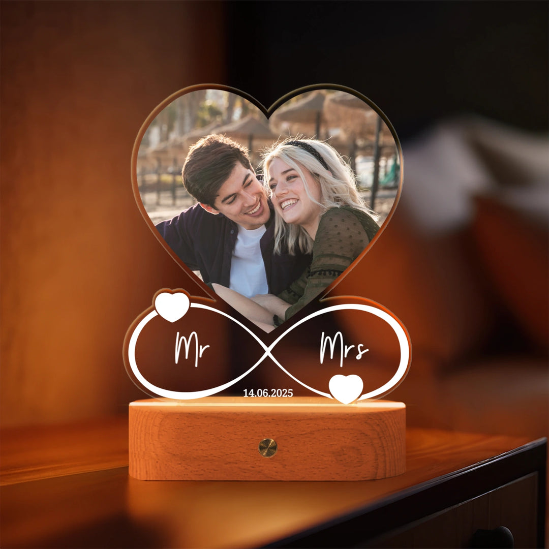 Personalisiertes Acryl-Licht Infinity "Mr & Mrs" | Nachtlicht, Dekolicht, Glowlight