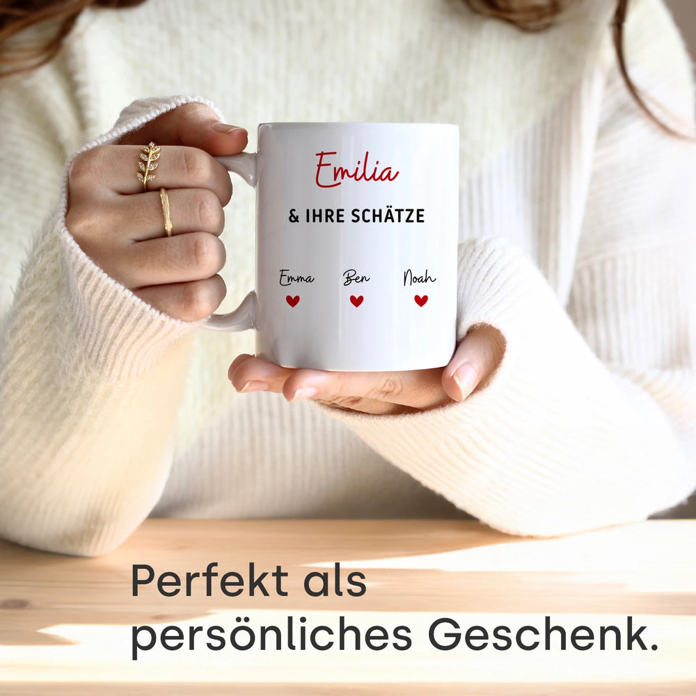 Personalisierte Tasse "Mamas Schätze"