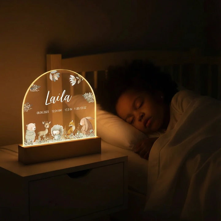 Personalized Night Light "Watercolor Forest Animals"