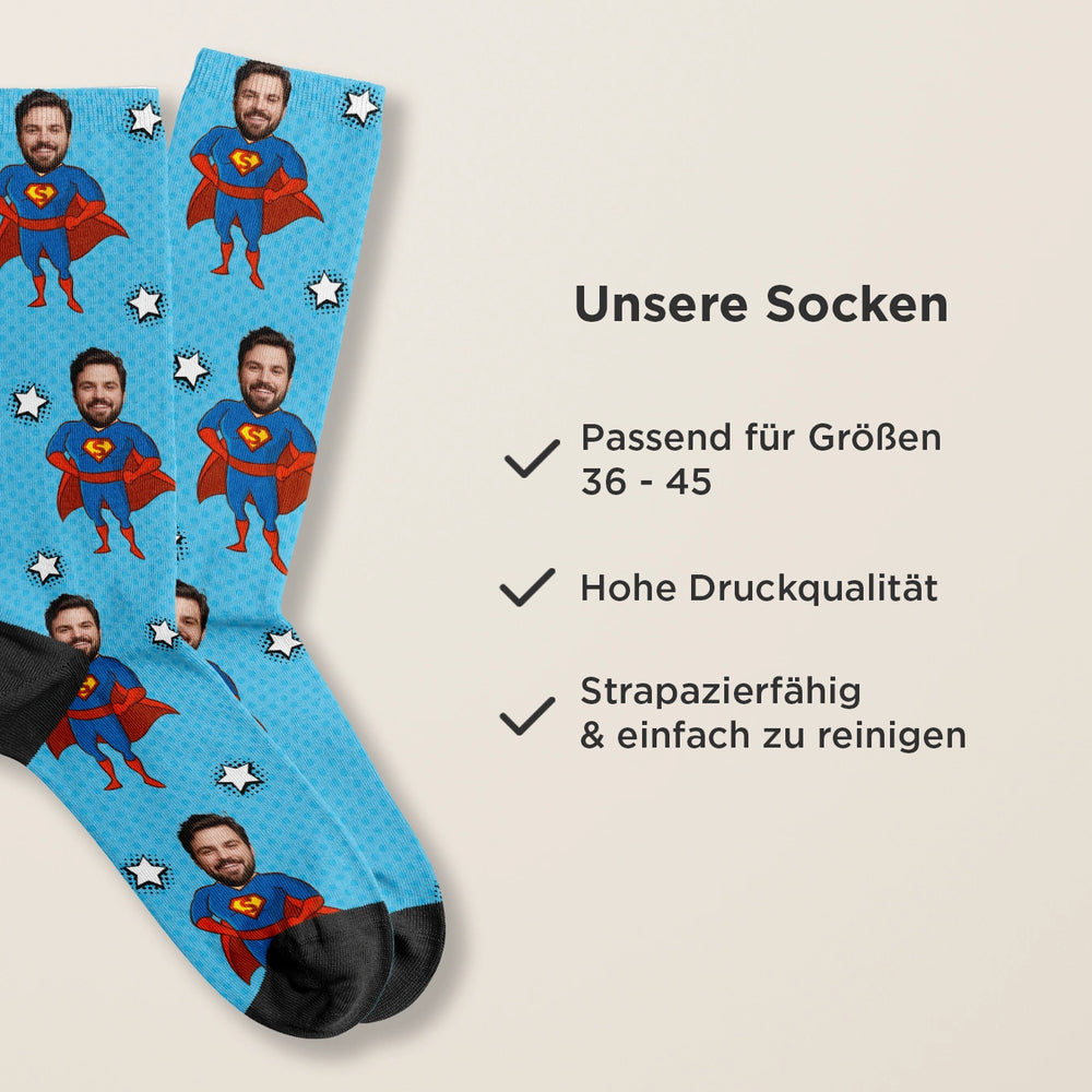 Personalisierte Socken Foto "Superheld"