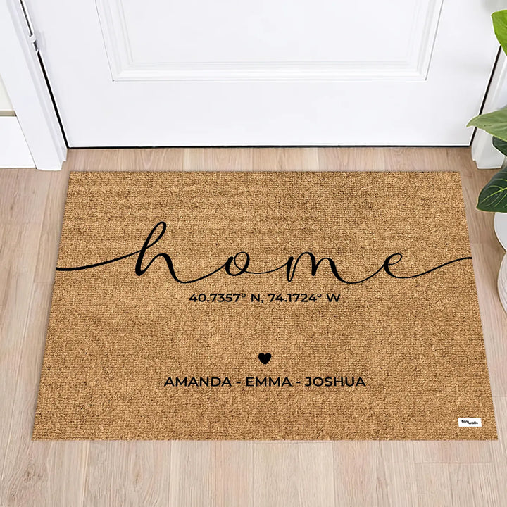 Personalized Doormat "Home Coordinates"
