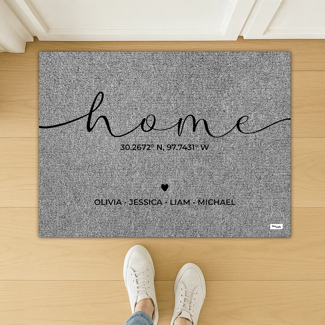 Personalized Doormat "Home Coordinates"

