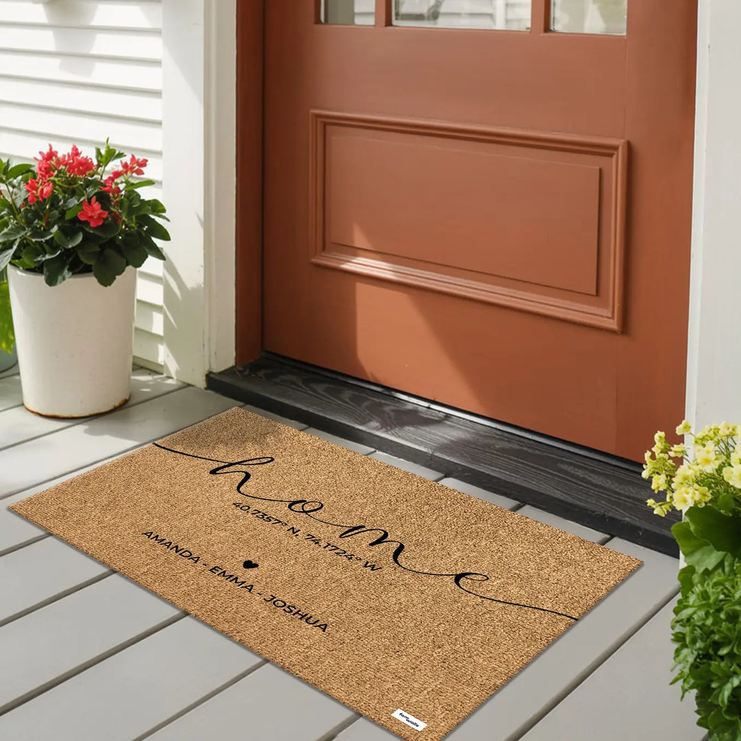 Personalized Doormat "Home Coordinates"
