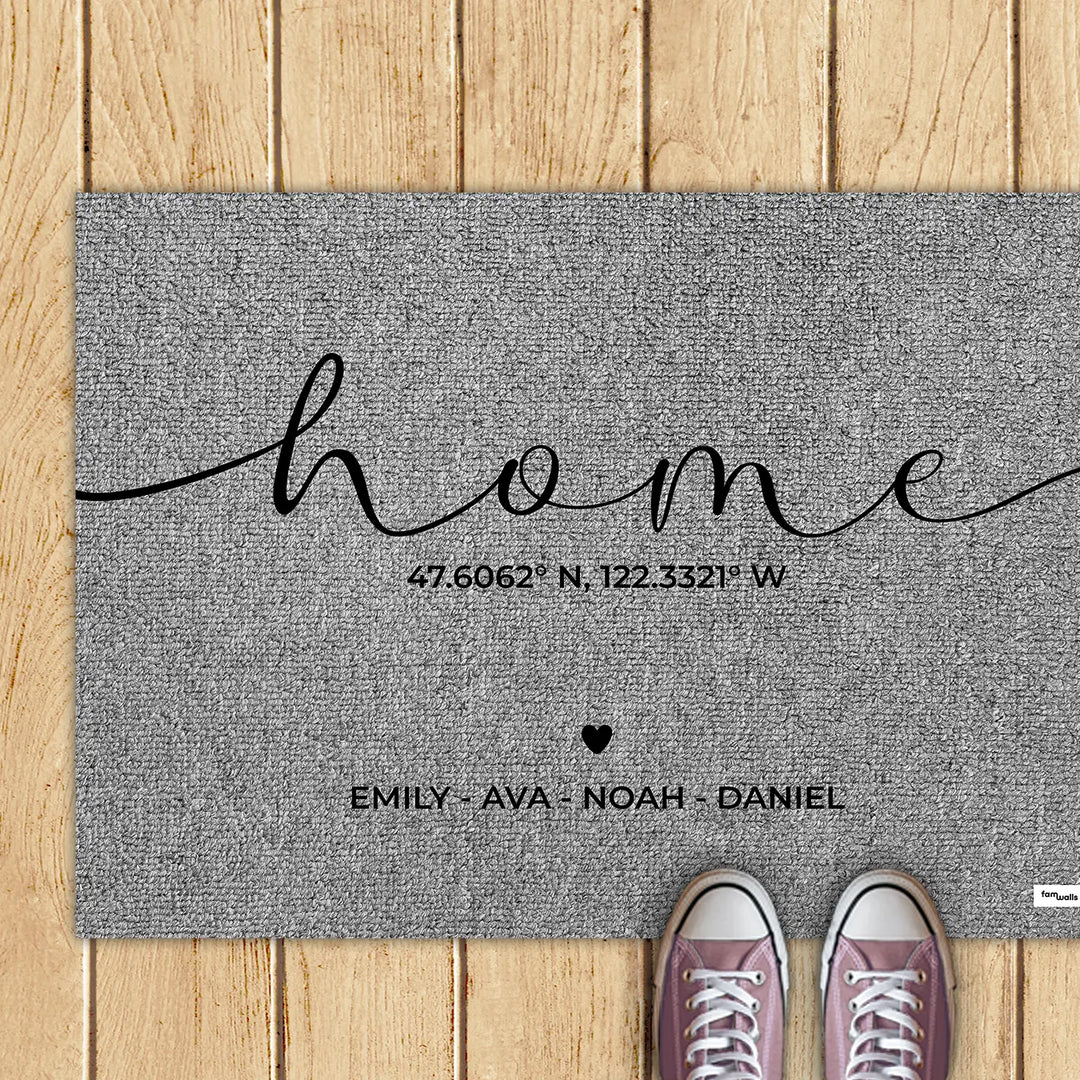 Personalized Doormat "Home Coordinates"
