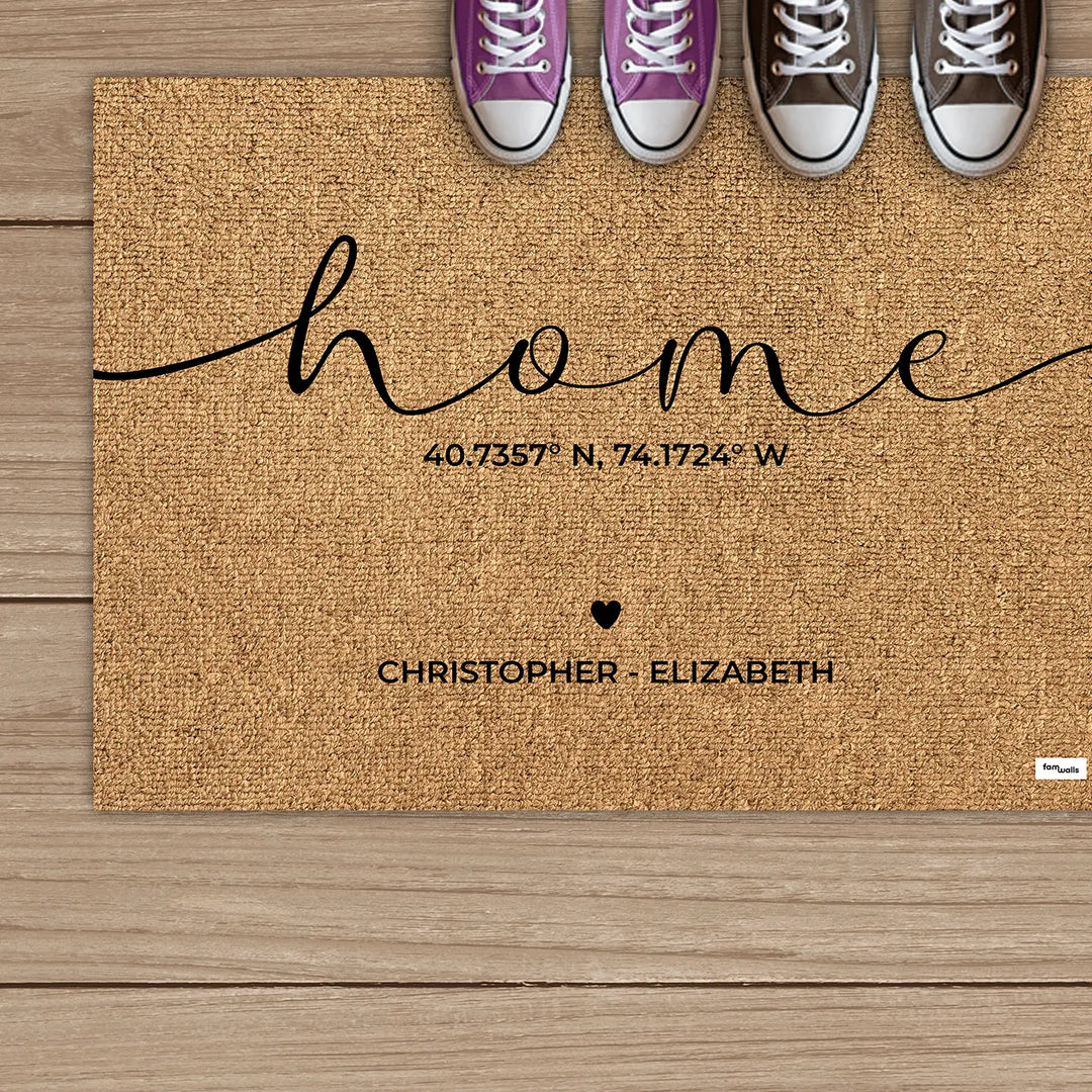 Personalized Doormat "Home Coordinates"
