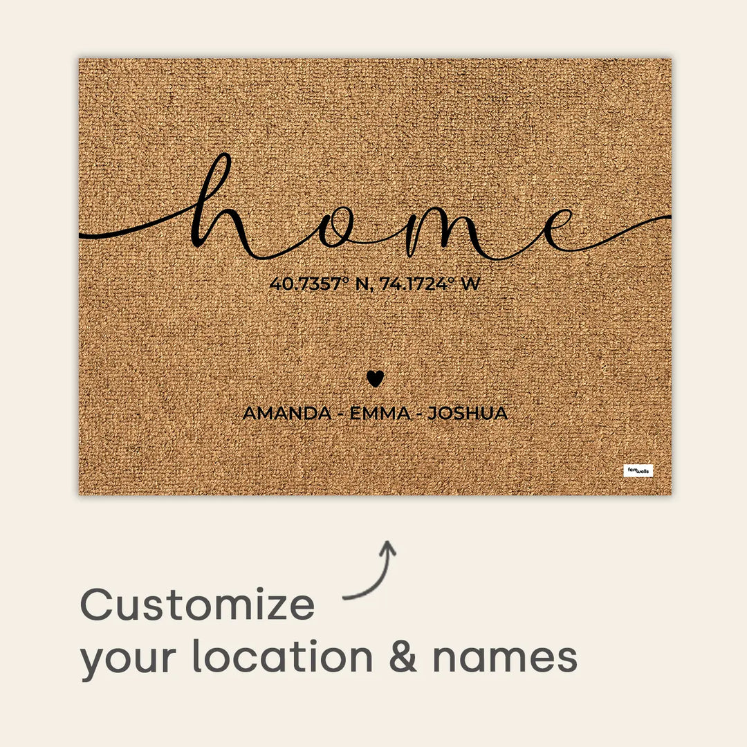 Personalized Doormat "Home Coordinates"
