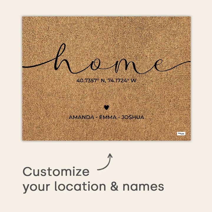 Personalized Doormat "Home Coordinates"
