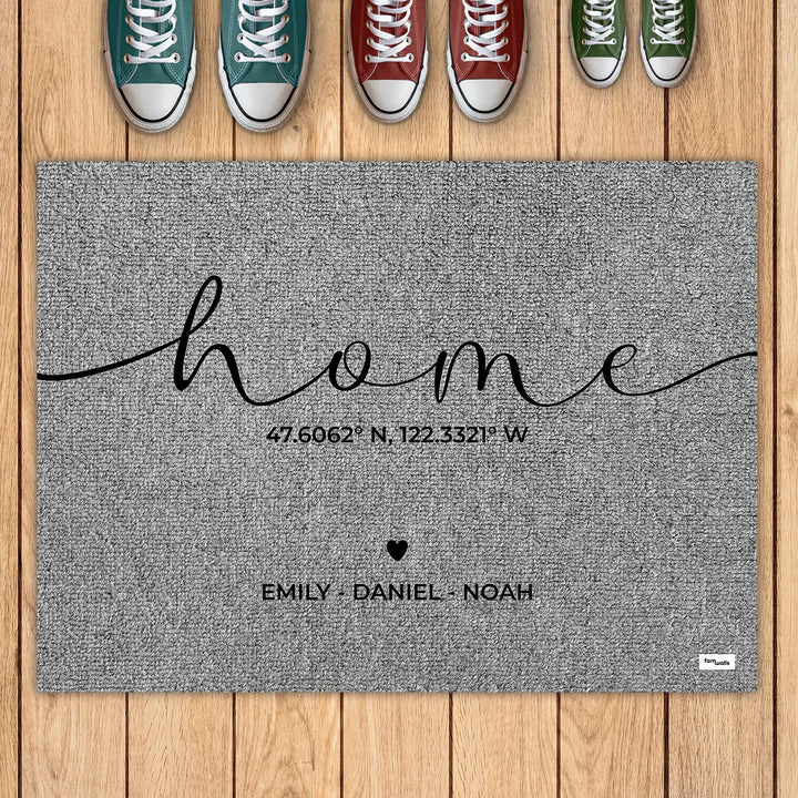 Personalized Doormat "Home Coordinates"
