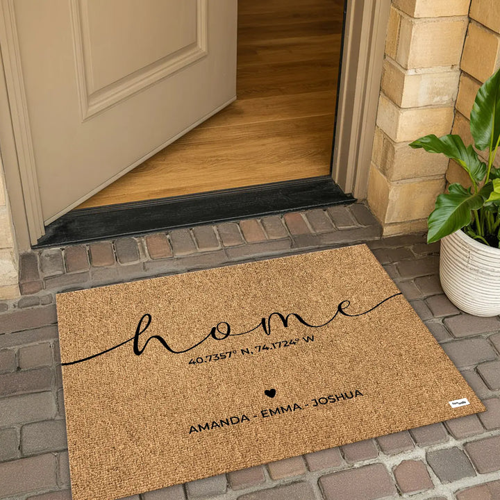 Personalized Doormat "Home Coordinates"
