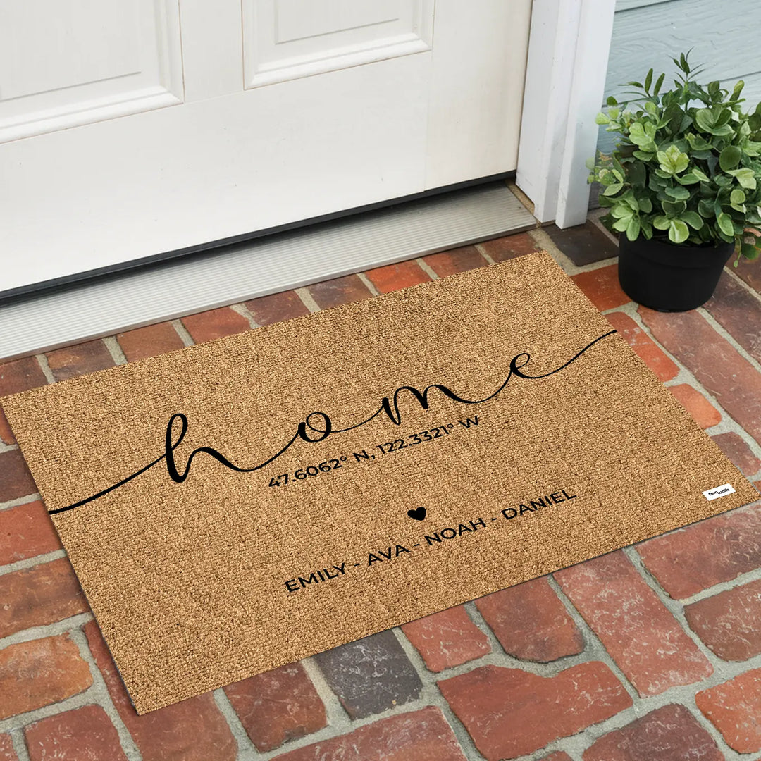 Personalized Doormat "Home Coordinates"
