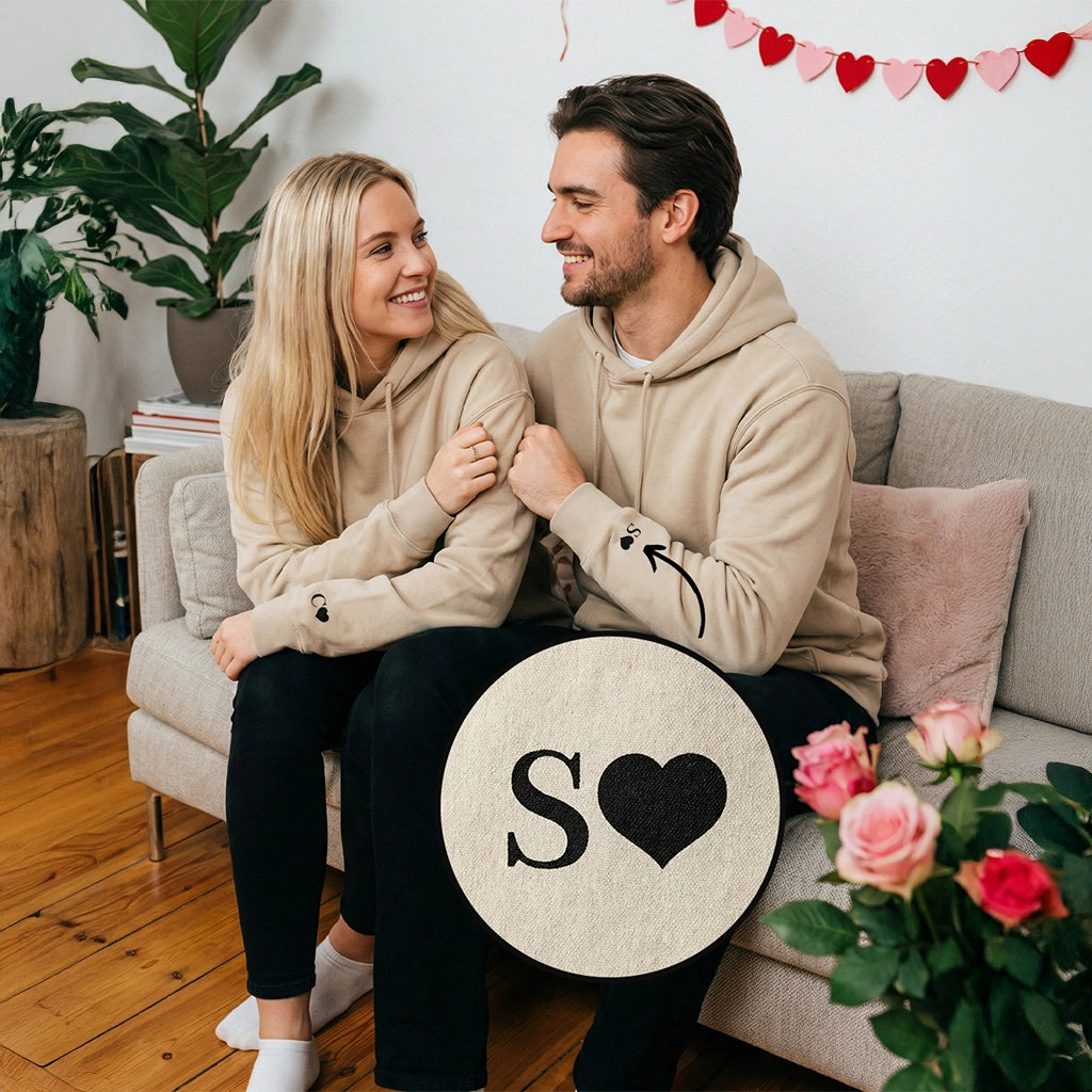 Personalized Couple Hoodies "Heart & Initials"
