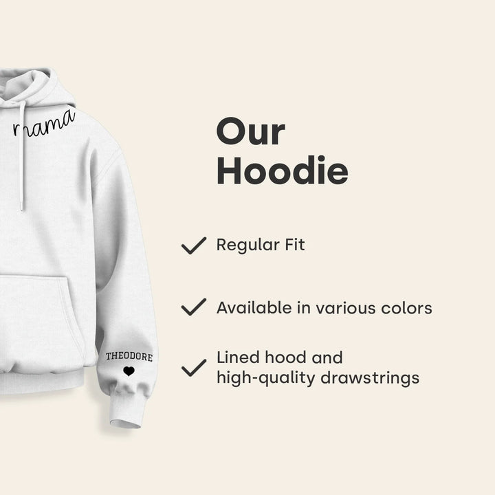Personalized Hoodie "For Mom" with Sleeve Print
