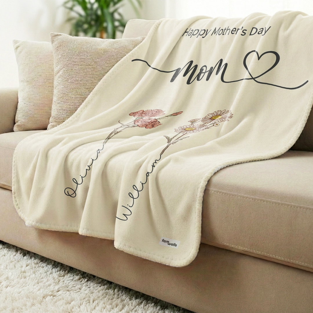 Personalized Blanket "Flowers for Mom"