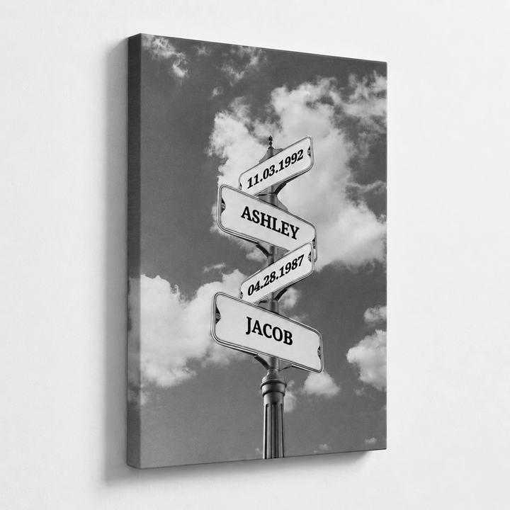 Personalized Canvas "Vintage Street Sign with Birthdate"