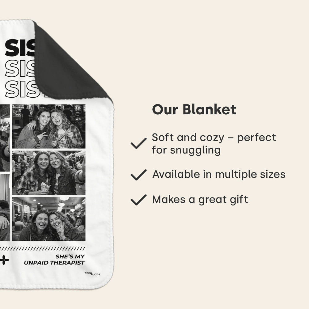 Infographic for the blanket: soft and cozy, available in multiple sizes, makes a great gift