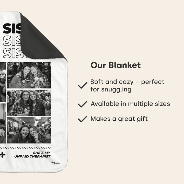 Infographic for the blanket: soft and cozy, available in multiple sizes, makes a great gift