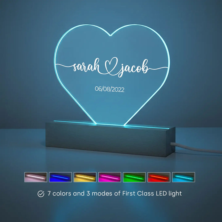 Personalized Heart Glowlight "Name & Date"
