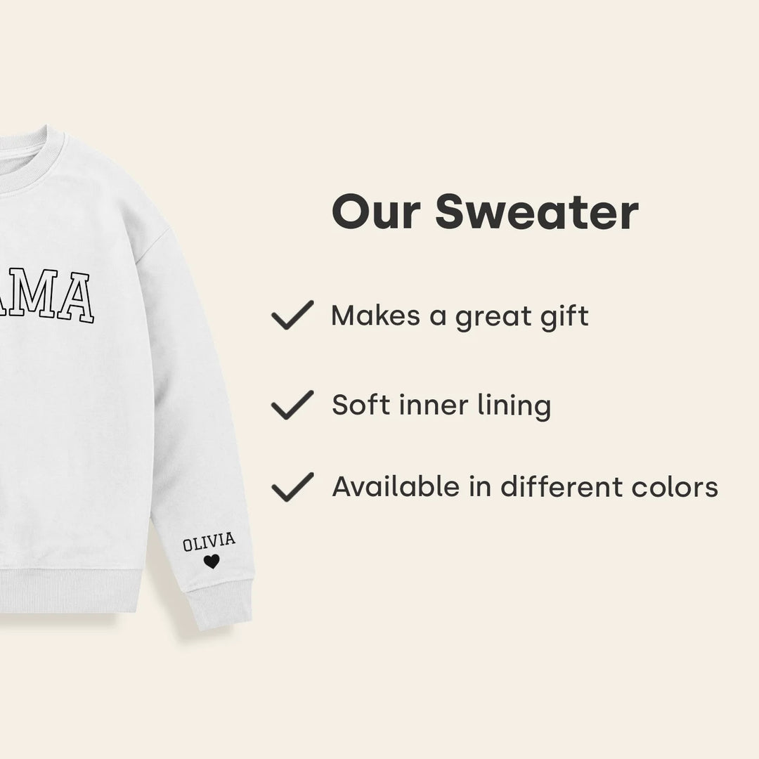 Personalized Sweater "MAMA" with Sleeve Print