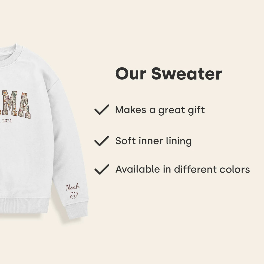 Personalized Sweater "MAMA" Flowers
