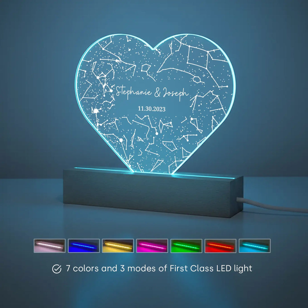 Personalized Heart Acrylic Light "Star Map"