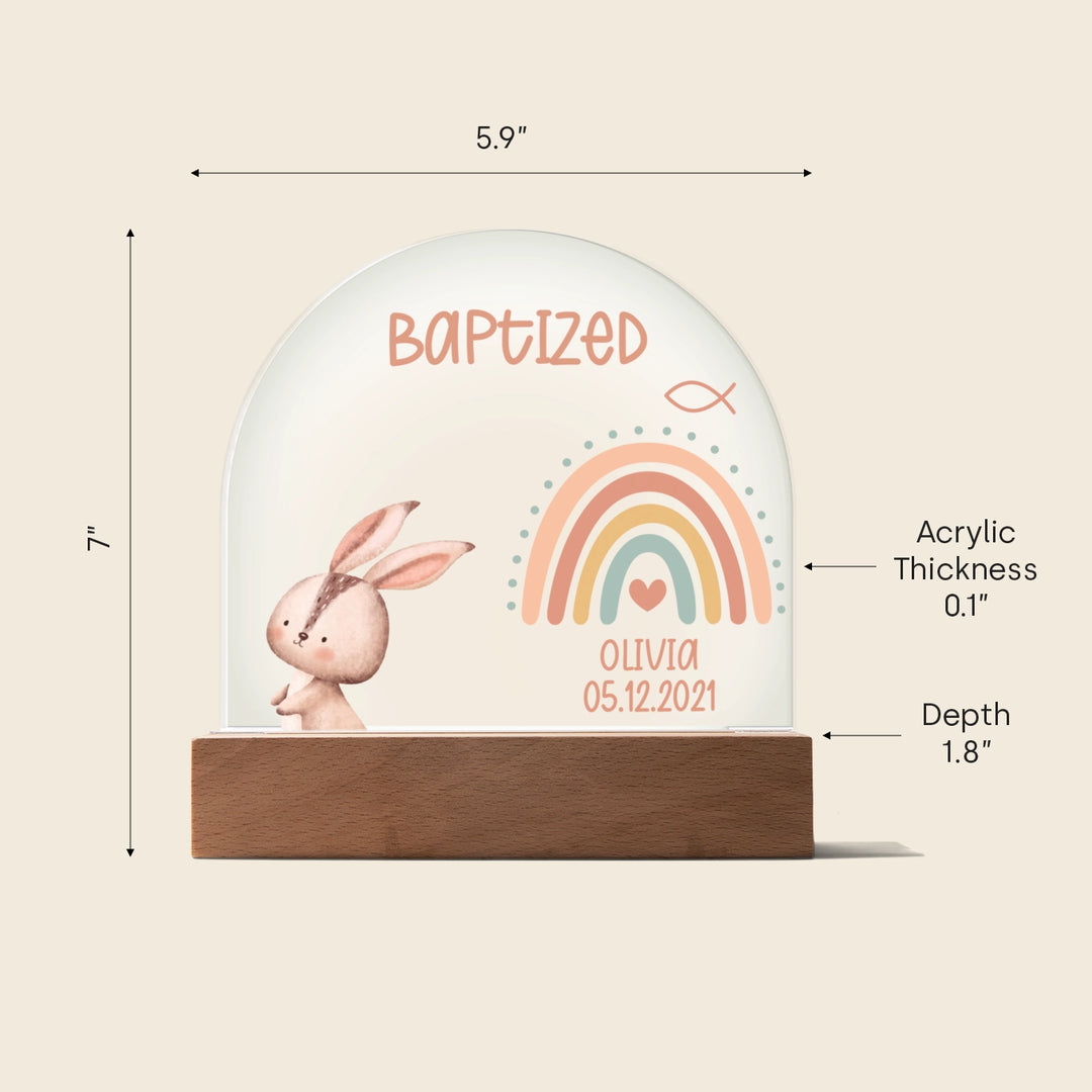 Personalized Baptism Night Light – Custom Name & Date