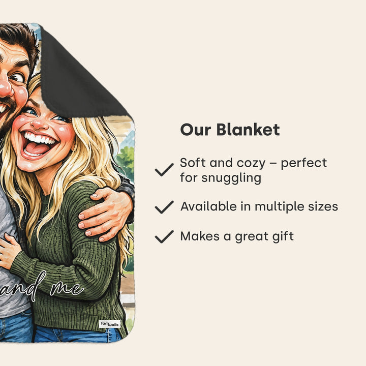 Infographic couple sketch blanket: soft and cozy, multiple sizes, great gift