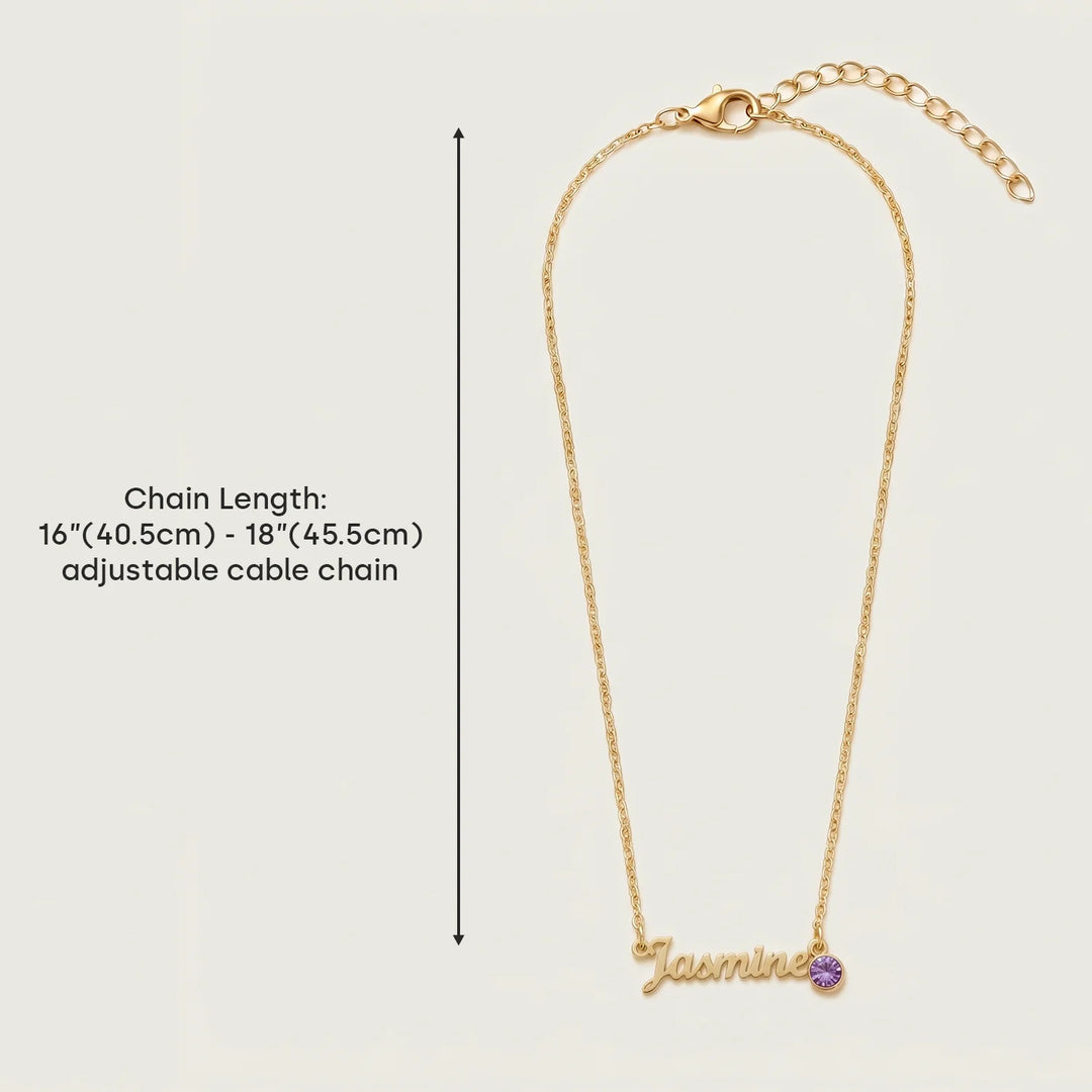 Personalized Necklace "Name with Birthstone"