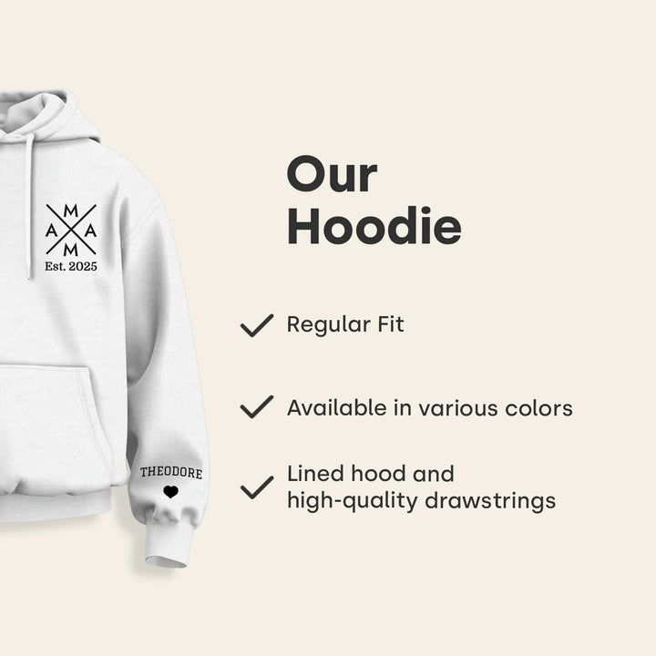 Personalized Hoodie "Mama Cross" with Sleeve Print